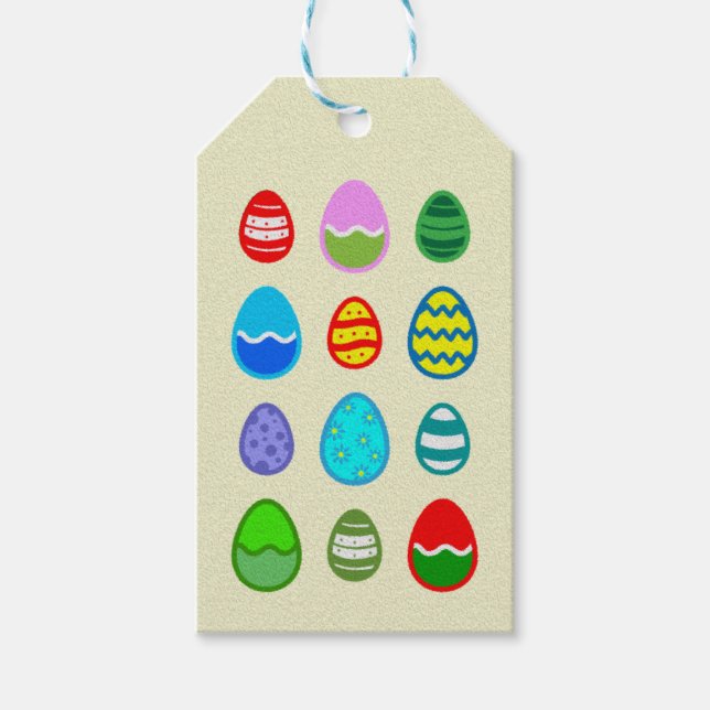 Colourful and beautiful Easter egg pattern Gift Tags (Front)