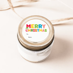 Colourful and Bright Merry Christmas To From Classic Round Sticker