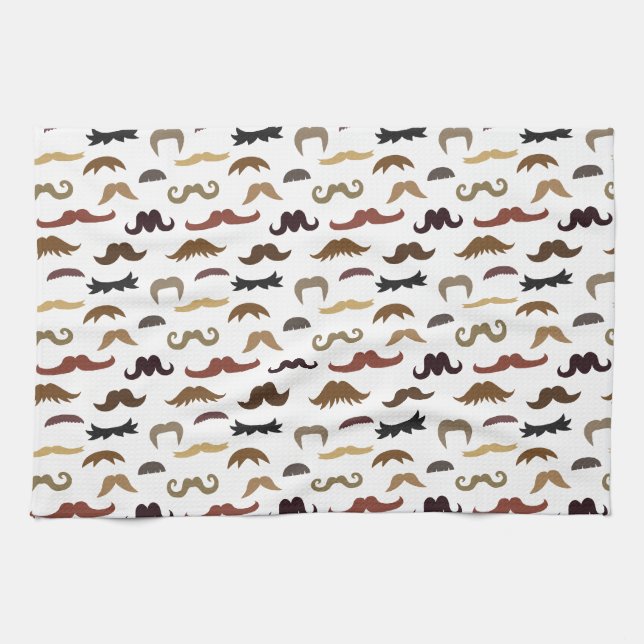 Colourful and Cool Moustaches Pattern Kitchen Towel (Horizontal)