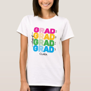 Colourful and customized Name and Year Grad  T-Shirt