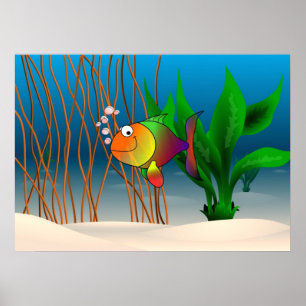 Colourful and Cute Cartoon Fish Poster