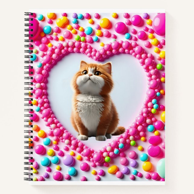 Colourful and cute cute heart pink colour circle notebook (Front)