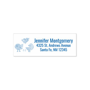 Colourful and Cute Whimsical Birds Trio Self-inking Stamp