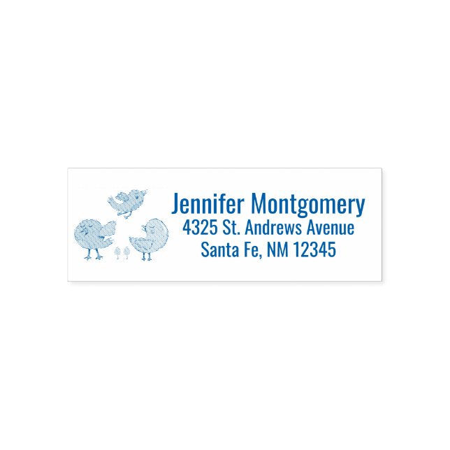 Colourful and Cute Whimsical Birds Trio Self-inking Stamp (Design)