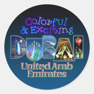 Colourful and Exciting Dubai Classic Round Sticker