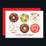 Colourful and Festive Doughnuts Merry Christmas Holiday Card<br><div class="desc">Merry Christmas! Send holiday wishes to friends and family with this cute doughnut theme flat card. It features festive doughnuts featuring stars,  holly,  snowflakes,  snow,  Christmas tree and snowman. The texts are fully editable. Personalize by adding greetings,  names and messages.</div>