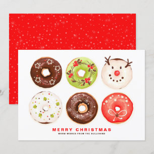 Colourful and Festive Doughnuts Merry Christmas Holiday Card