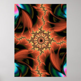Colourful and Fiery Mandlebrot Fractal Abstract Ar Poster
