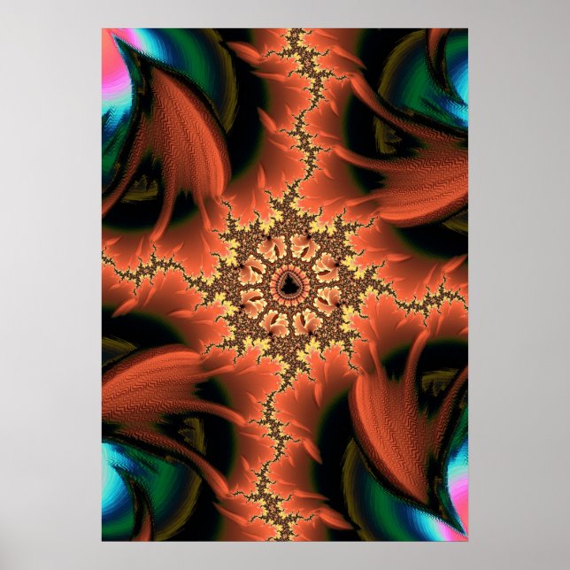 Colourful and Fiery Mandlebrot Fractal Abstract Ar Poster (Front)