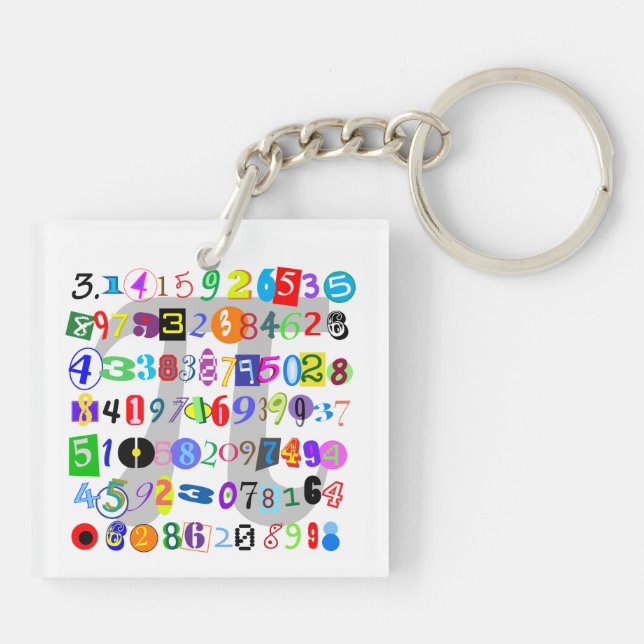 Colourful and Fun Depiction of Pi Calculated Keychain (Back)