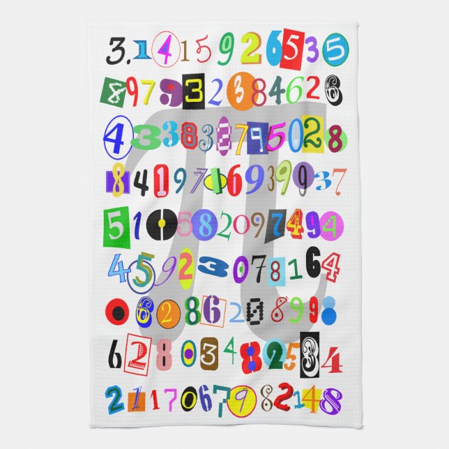 Colourful and Fun Depiction of Pi Kitchen Towel (Vertical)