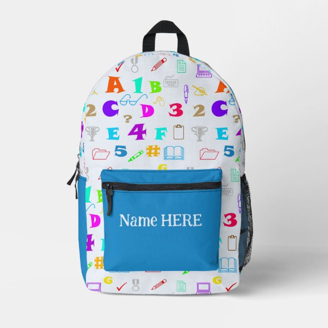 Colourful and Fun Kids School Supplies & Tech, Nam Printed Backpack (Front)