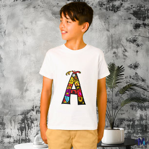 Colourful and Fun Letter 'A'  Tribal and Doodle T-Shirt