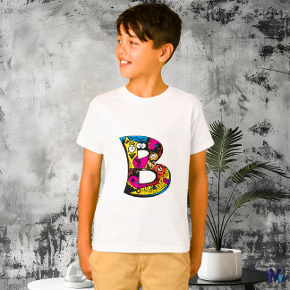 Colourful and Fun Monogram B Tribal and Doodle T-Shirt
