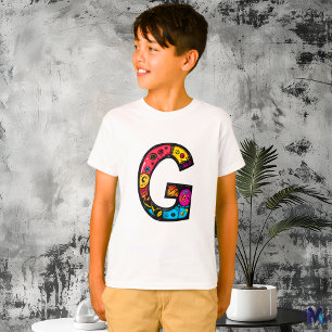 Colourful and Fun Monogram G Tribal and Doodle T-Shirt