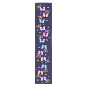 Colourful and Gold Butterflies  Short Table Runner