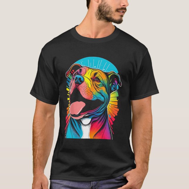 Colourful and Joyful American Pit Bull Terrier T-Shirt (Front)