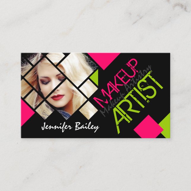 Colourful and Modern Makeup Artist Business Card (Front)