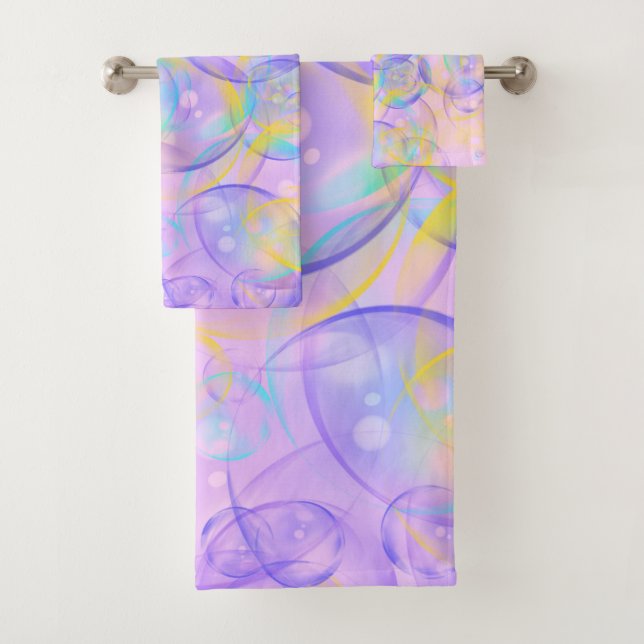 Colourful and Pastel Bubbles Bath Towels (Insitu)