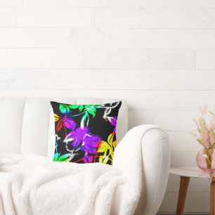 Colourful And Stylish Neon Patterns Art Throw Pillow