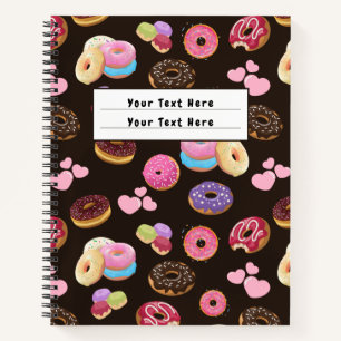 Colourful and Tasty Doughnuts and Hearts Notebook