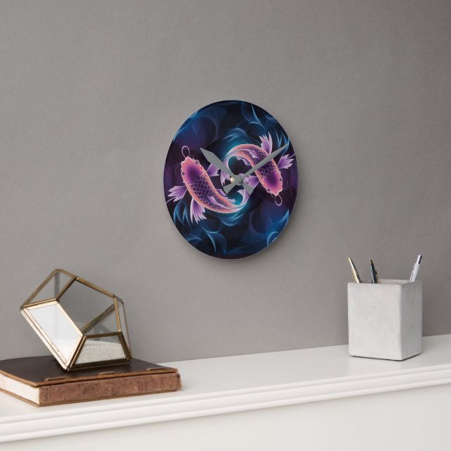 Colourful and Translucent Exotic Fish Aquarium Round Clock (Office)
