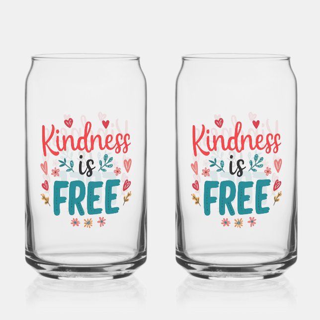 Colourful and Uplifting Kindness Slogan Can Glass (Front)