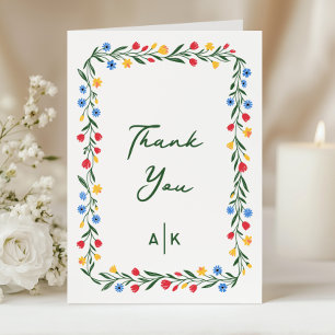 Colourful and Vibrant Garden Floral Wedding Thank You Card