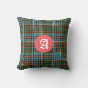 Colourful Anderson Tartan Plaid Monogram Throw Pillow