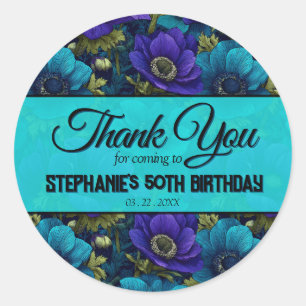 Colourful Anemones Happy Birthday Gift For Wife Classic Round Sticker