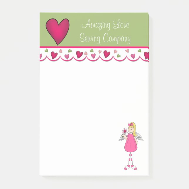 Colourful Angel and Hearts Note Pad (Front)