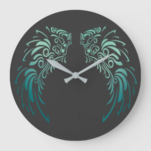 Colourful Angel Feathers  Large Clock