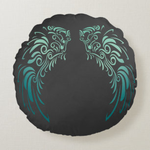 Colourful Angel Feathers Round Pillow