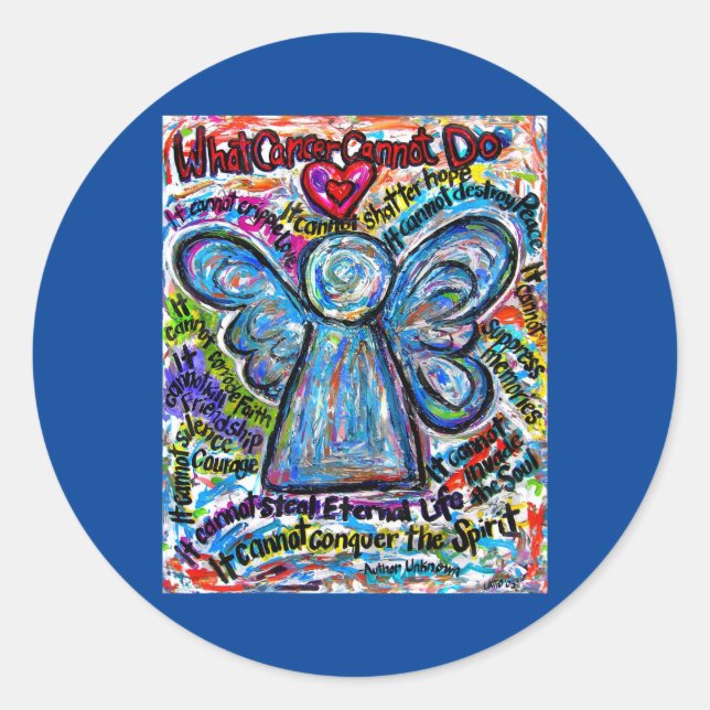 Colourful Angel What Cancer Cannot Do Poem Decals Classic Round Sticker (Front)