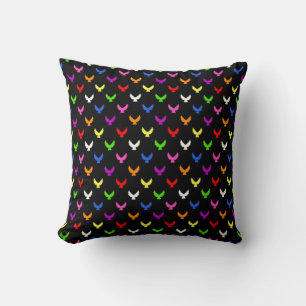 Colourful Angels Pattern Black  Throw Pillow