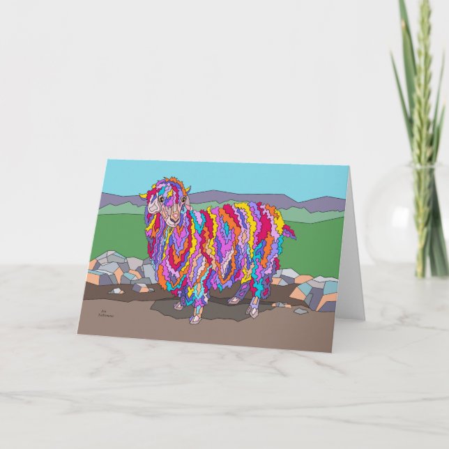 Colourful Angora Ram 5x7 Note Cards (Front)