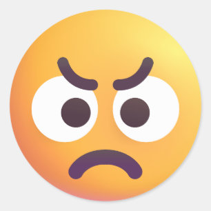Colourful Angry Face Cute and Fun Emoji Classic Round Sticker