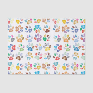 Colourful animal, dog paws pattern, rainbow tissue paper