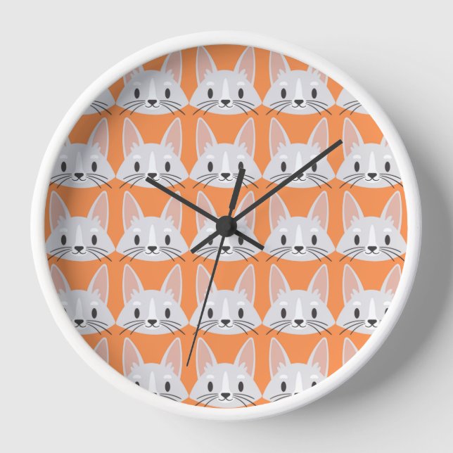 Colourful Animal Pattern on Orange Background Clock (Front)