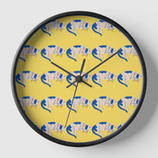 Colourful Animal Pattern on Yellow Background Clock