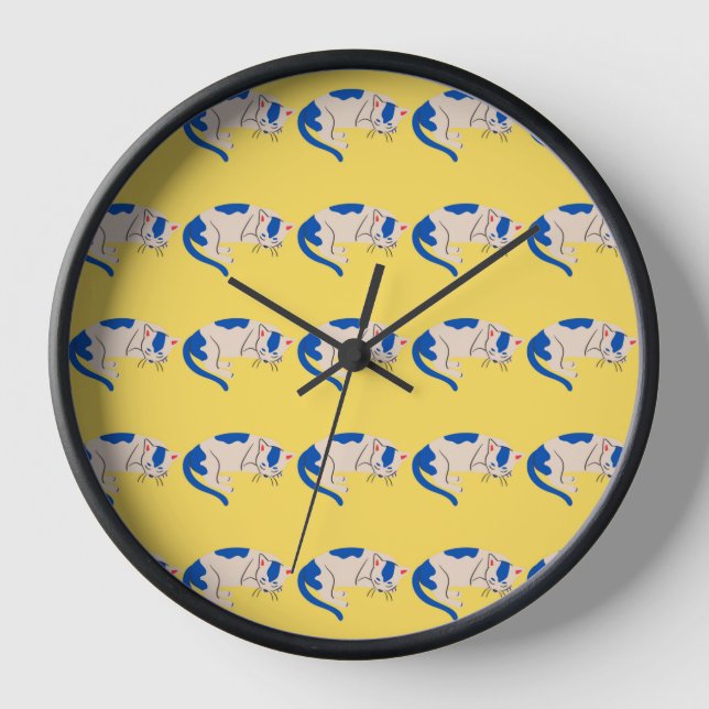 Colourful Animal Pattern on Yellow Background Clock (Front)