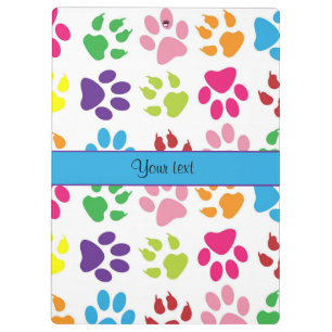 Colourful Animal Paw Prints Clipboard