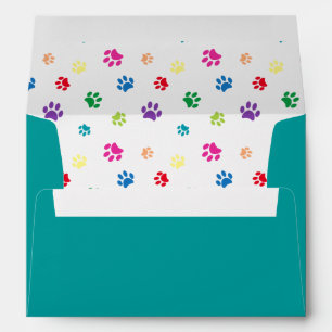 Colourful Animal Paw Prints Envelope