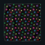 Colourful Animal Paw Prints on Black Bandana<br><div class="desc">Show how much you love animals with this cute colourful paw patterned bandana. Also looks awesome with a white background. Bet your pet will look adorable wearing it!</div>