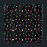 Colourful Animal Paw Prints on Black Bandana<br><div class="desc">Show how much you love animals with this cute colourful paw patterned bandana. Also looks awesome with a white background. Bet your pet will look adorable wearing it!</div>