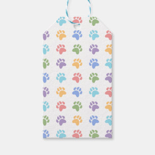 Colourful Animal Paw Prints Pattern To And From Gift Tags