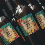 Colourful Animal Print 21st Birthday Personalized Wine Label<br><div class="desc">Make your own personalized wine bottle labels featuring your text on a gold faux foil square over a colourful wild animal print pattern. All text and fonts can be changed to any event. LOTS OF STYLES to choose from in our store.</div>