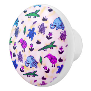 Colourful Animal Print Ceramic Knob
