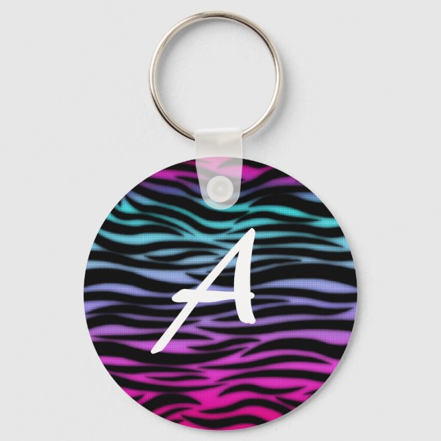 Colourful animal print initial keychain (Front)