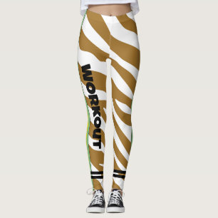 Colourful animal print l Modern brown white Workou Leggings